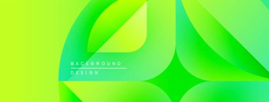 Parlak yeşil soyut arka plan. Üst üste binen katmanlar dinamik görsel efekt yaratır. Dijital projeler için modern tasarım.