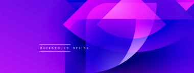 Soyut mor tasarım. Üst üste binen şekiller dinamik akış yaratır, modern estetik. Renkler derinliği ve enerjiyi gösteriyor..