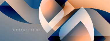 Soyut geometrik şekiller örtüşür, dinamik görsel efekt yaratır. Gradyan renkler düzgün bir şekilde harmanlanarak modern estetik sunuyor.