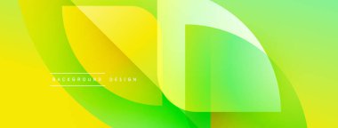 Soyut eğim arkaplanı. Sarı, yeşil renkler düzgün bir şekilde harmanlanır. Üst üste binen şekiller dinamik görsel efekt yaratır. Modern tasarım ögesi.