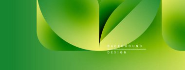 Soyut yeşil arkaplan. Yumuşak eğimler akıcı şekiller yaratır, yapraklar ya da taç yaprakları gibi. Metin elementli minimalist tasarım.
