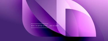 Soyut mor tasarım katmanlı şekiller, gradyanlar, metin. Modern estetik, arka planlar ve sunumlar için uygun. Yumuşak geçişler derinlik yaratır.