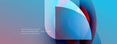 Soyut arkaplan özellikleri katmanlı şekiller, canlı maviler, morlar, kırmızılar. Modern tasarım elementleri dinamik görsel doku oluşturur.