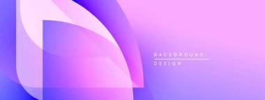Soyut eğim arkaplanı. Yumuşak mor, mavi renkler düzgün bir şekilde harmanlanır. Üst üste binen şekiller dinamik görsel efekt yaratır. Minimalist tasarım.