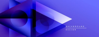 Soyut geometrik şekiller, canlı mavi gradyanlar, modern tasarım. Minimalist kompozisyon dinamik görsel etki yaratır.