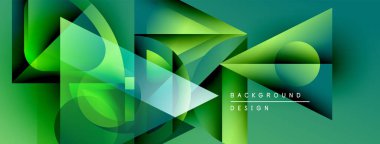 Soyut geometrik şekiller, canlı yeşil renkler, dinamik kompozisyon. Arka planlar ve sunumlar için modern tasarım öğesi. Yumuşak eğimler derinlik yaratır.