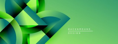 Soyut yeşil tasarım üst üste binen şekiller, gradyanlar, modern estetik özellikler. Basit metin arkaplan tasarımı okur.