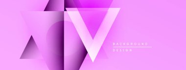 Soyut pembe arkaplan üçgenler de dahil olmak üzere geometrik şekilleri, gradyan etkileri olan V harfini oluşturur..