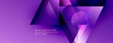 Soyut mor arkaplan geometrik şekiller, gradyanlar, üst üste binen katmanlar içerir. Dijital projeler için modern tasarım ögesi.