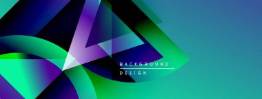 Soyut gradyanlar çakışıyor, dinamik görsel etki yaratıyor. Mavi, yeşil, mor renkler kompozisyona hakim. Modern tasarım ögesi.
