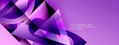 Soyut mor tasarım geometrik şekiller, gradyanlar, dinamik bileşimler içerir. Arka planlar ve sunumlar için modern estetik.