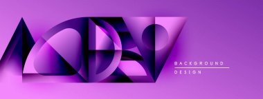 Soyut mor tasarım geometrik şekiller, gradyanlar, dinamik bileşimler içerir. Dijital projeler için modern arkaplan.