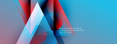 Soyut geometrik şekiller harmanlanarak canlı mavi ve kırmızı renkler yaratır. Modern tasarım teknoloji, yenilik, görsel cazibe öneriyor.