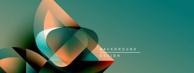 Soyut geometrik şekiller örtüşüyor, dinamik deniz mavisi ve turuncu renkler yaratıyor. Arkaplan ve sunumlar için uygun modern tasarım.