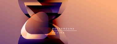 Soyut geometrik şekiller harmanlanarak dinamik gradyan arkaplan oluşturur. Sıcak tonlar baskın, modern tasarımın estetik olduğunu gösteriyor..