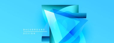 Soyut mavi tasarım. Üst üste binen katmanlar dinamik görsel efekt yaratır. Metin elemanları mevcut modern arkaplan.