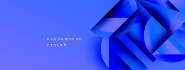 Soyut mavi tasarım. Geometrik şekiller, dinamik görsel efekt oluşturur. Gradyan gölgeler derinliği arttırır, modern estetik.