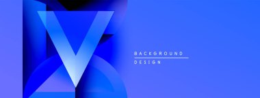 Soyut mavi tasarım V harfini oluşturan katmanlı şekiller içerir. Gradyan renkler derinlik yaratır, modern estetik. Dijital projeler için uygun arkaplan.