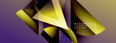 Soyut geometrik şekiller harmanlanarak dinamik mor ve sarı renkler yaratır. Arkaplan ve sunumlar için modern tasarım ögesi.