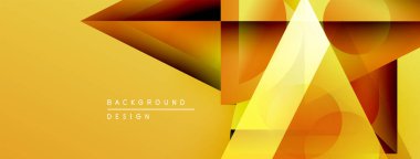 Soyut geometrik tasarım. Sarı, turuncu renkler dinamik şekiller yaratır. Sunumlar ve grafikler için modern arkaplan uygun.
