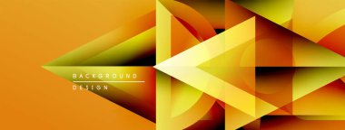 Soyut geometrik şekiller, canlı turuncu, sarı renkler. Modern tasarım, dinamik kompozisyon, gradyan etkileri mevcut. Arkaplan dokusu görünür.