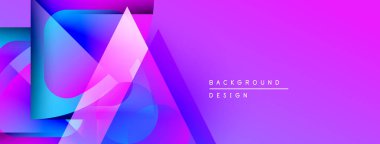 Soyut geometrik şekiller canlı mor, mavi renkleri harmanlarlar. Modern tasarım dijital sanat, arkaplan dokusu öneriyor. Minimalist metin arkaplan tasarımı okur.