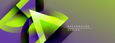 Soyut geometrik şekiller, canlı yeşil, mor renkler. Modern tasarım, gradyan etkisi, dinamik kompozisyon. Sunumlar için uygun arkaplan.