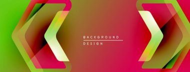 Soyut geometrik arkaplan. Üst üste binen şekiller dinamik görsel efekt yaratır. Renkler derinlik katar, modern his..