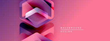 Soyut geometrik şekiller, canlı pembeler, morlar modern arka plan yaratır. Gradyan etkisi derinlik ve görsel ilgi ekler..