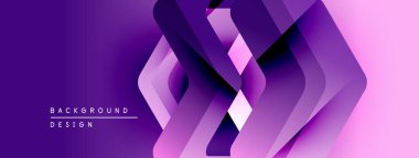 Soyut mor tasarım. Üst üste binen katmanlar dinamik görsel efekt yaratır. Gradyan gölgeler modern estetik sunuyor. Minimalist stil.