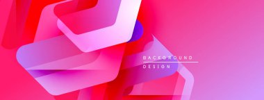 Soyut geometrik şekiller örtüşüyor, canlı pembe, mor renkler yaratıyor. Modern tasarım elementleri dinamik görsel deneyim önerir.