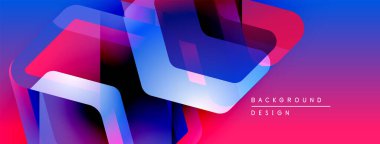 Soyut geometrik şekiller örtüşür, parlak mavi ve pembe renkler yaratır. Modern tasarım dijital sanat, arkaplan dokusu öneriyor.