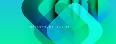 Soyut geometrik şekiller çakışıyor. Turkuaz, deniz mavisi renkleri dizaynın hakimi. Modern estetik, temiz çizgiler canlı görsel deneyimler sunar.