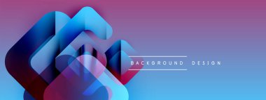 Soyut geometrik şekiller örtüşüyor, canlı mor ve mavi renkler yaratıyor. Arkaplan ve sunumlar için uygun modern tasarım ögesi.