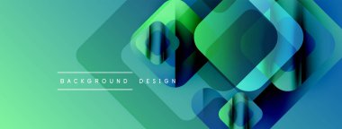 Soyut geometrik şekiller örtüşür, canlı bir değişim etkisi yaratır. Turkuaz, yeşil renkler tasarımda baskın. Modern, temiz estetik.