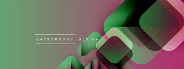 Soyut geometrik şekiller üst üste binerek katmanlı görsel efekt yaratır. Renkler yeşilden pembeye karışıyor. Minimalist metin arkaplan tasarımı okur.