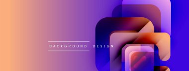 Soyut gradyan şekiller çakışıyor. Sıcak renkler serin tonlara dönüşür. Metin elementli minimalist tasarım. Modern estetik.