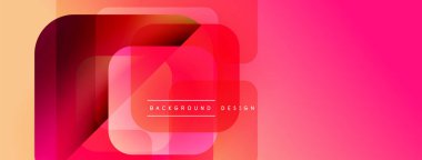 Soyut geometrik şekiller çakışıyor. Canlı pembeler, kırmızılar, sarılar modern tasarım yaratır. Metin arka plan tasarımı okur. Yumuşak gradyanlar görsel ilgi sunar.