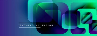 Soyut geometrik şekiller örtüşür, parlak mavi ve mor renkler yaratır. Arkaplan ve sunumlar için modern tasarım ögesi.