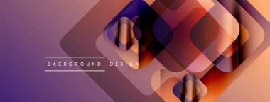 Soyut geometrik şekiller örtüşür, canlı bir değişim etkisi yaratır. Mor, turuncu renkler tasarımda baskın. Modern arkaplan dokusu.