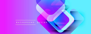 Canlı, soyut bir arkaplan. Gradyan mor, mavi renkler dinamik şekiller yaratır. Modern tasarım elementleri teknoloji ve yenilik öneriyor.