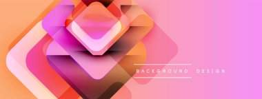 Soyut geometrik şekiller örtüşür, canlı bir değişim etkisi yaratır. Pembe, turuncu renkler tasarımda baskın. Modern, şık arkaplan.