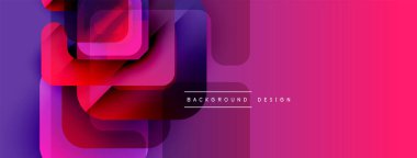 Soyut geometrik şekiller örtüşüyor, canlı pembe, mor renkler yaratıyor. Modern tasarım arka planlar, pankartlar, sunumlar için uygun.