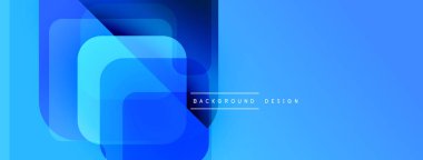 Soyut mavi katmanlar modern arkaplan oluşturur. Geometrik şekiller örtüşür, dinamik görsel efekt oluşturur. Basit, temiz tasarım..