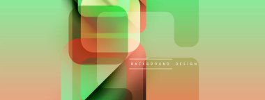 Soyut geometrik şekiller örtüşür, canlı bir gradyan arkaplan oluşturur. Modern tasarım elementleri yenilik ve teknoloji öneriyor.