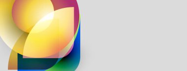 Soyut renkli şekiller örtüşüyor ve canlı bir görsel etki yaratıyor. Yumuşak eğimler ışığı, enerjiyi ve hareketi akla getiriyor. Temiz tasarım.