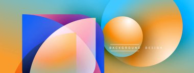 Soyut şekiller örtüşüyor, canlı renk değişimleri yaratıyor. Modern tasarım elementleri dinamik görsel deneyim önerir. Yumuşak geçişler kompozisyona hakim..