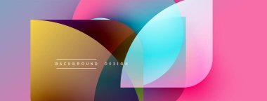 Soyut renkli şekiller çakışıyor. Modern tasarım gradyanlar, kıvrımlar, canlı renkler içerir. Arkaplan yaratıcılığı, akıcılığı, yeniliği öne sürüyor.