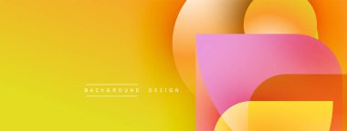 Soyut eğim arkaplanı. Sarı, turuncu, pembe üst üste binen şekiller modern tasarım yaratır. Minimalist estetik, temiz çizgiler mevcut.