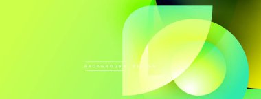 Parlak sarı, yeşil eğimli arka plan. Üst üste binen yuvarlak şekiller modern görsel efektler yaratır. Minimalist tasarım, temiz estetik.